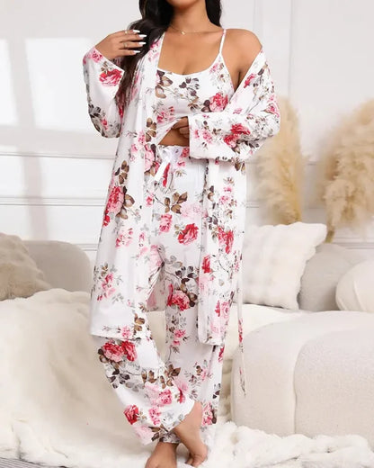 Women’s Camisole, Robe & Pants Lounge Set