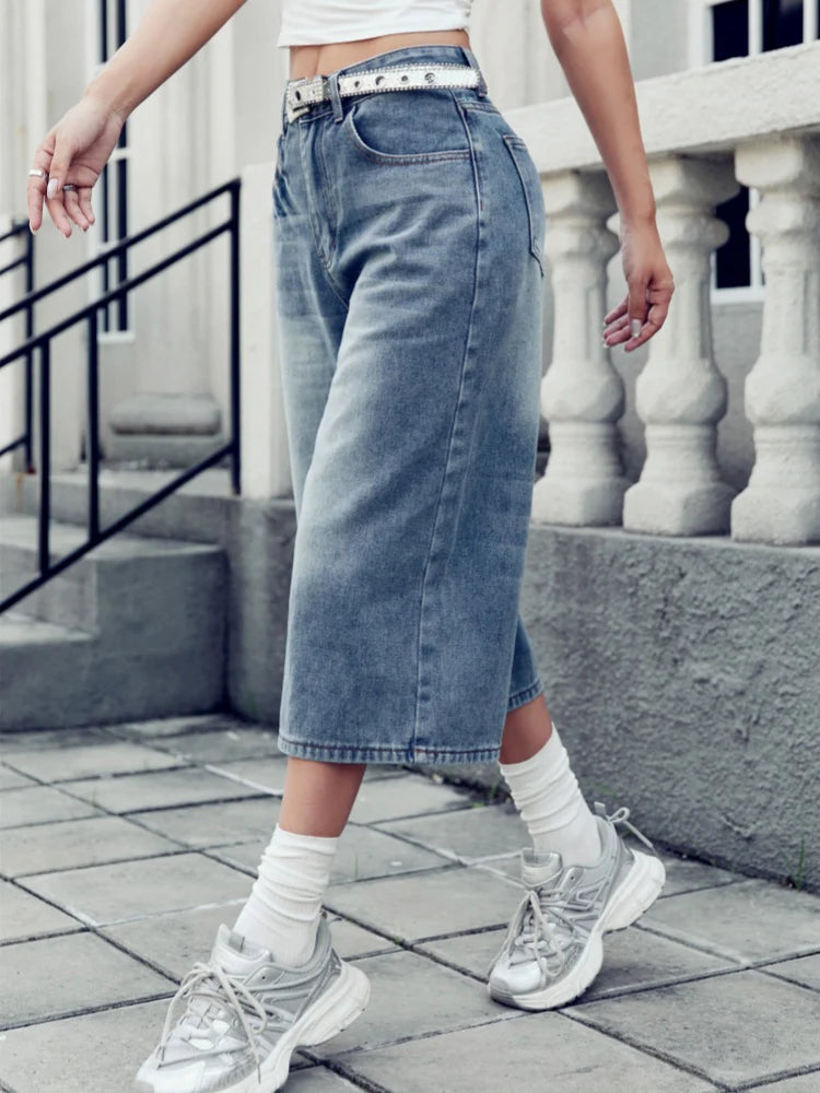Women's High-Waisted Wide-Leg Cropped Jeans