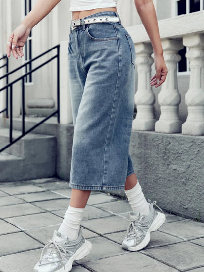Women's High-Waisted Wide-Leg Cropped Jeans