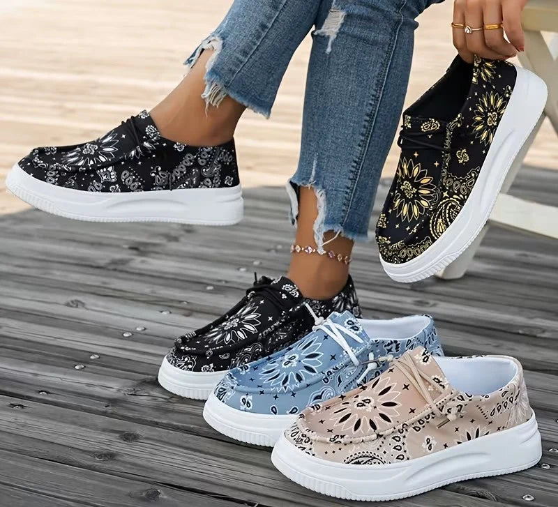 Women's Printed Platform Mule Sneakers