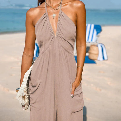 Women's Halter Neck Backless Jumpsuit