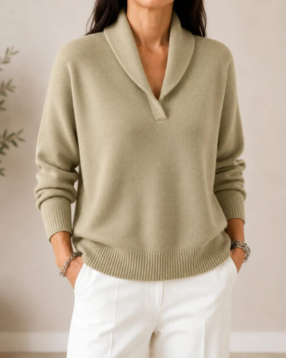 Women's V-Neck Collared Sweater