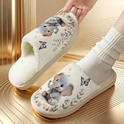 Unisex Elephant Print House Slippers