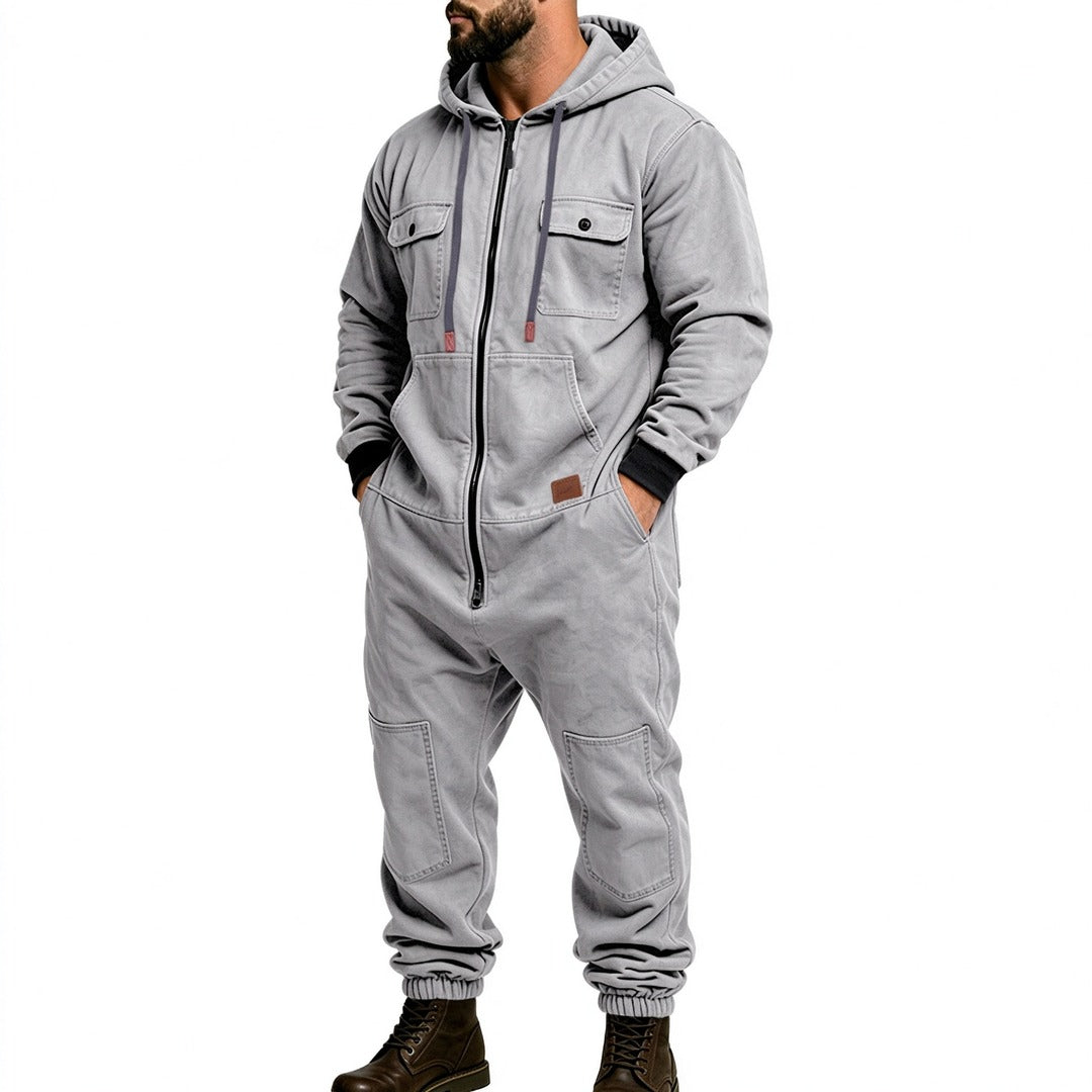 Men's Hooded Zip-Up Jumpsuit