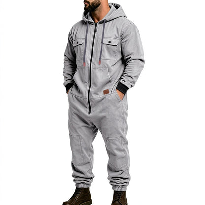 Men's Hooded Zip-Up Jumpsuit