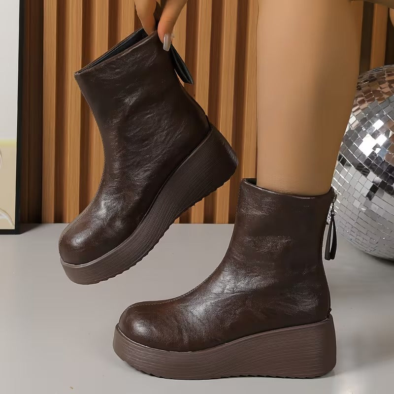 Women's Round Toe Platform Ankle Boots