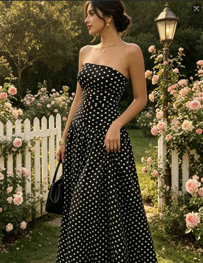 Women’s Strapless Polka Dot Dress