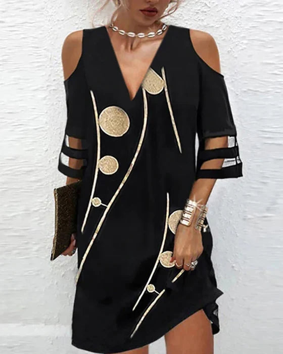 Women's Cold Shoulder V-Neck Dress