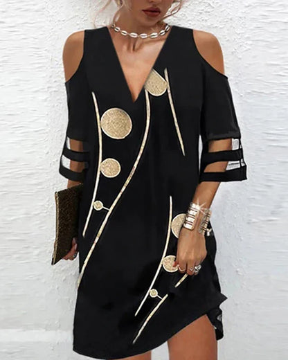 Women's Cold Shoulder V-Neck Dress