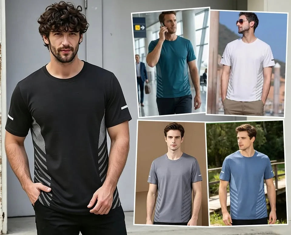 Men's Athletic T-Shirt with Geometric Side Details