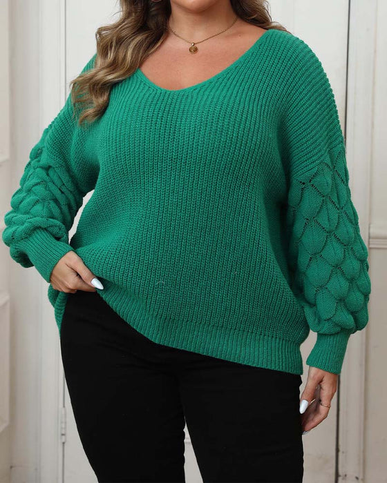Women's V-Neck Textured Sweater