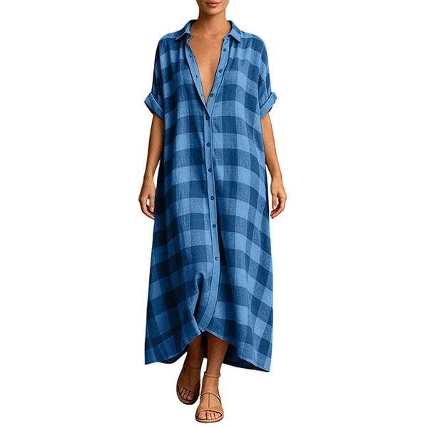 Women’s Check Button-Front Shirt Dress