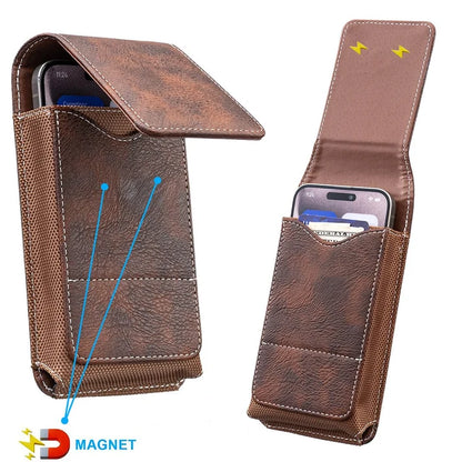 Men's Belt Clip Cell Phone Holster Pouch with Card Pocket
