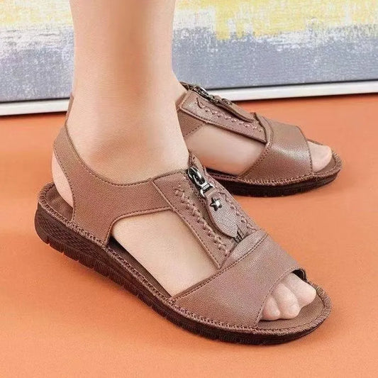 Women’s Leather-Look Open-Toe Comfort Sandals
