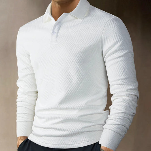 Men's Geometric Textured Polo Shirt