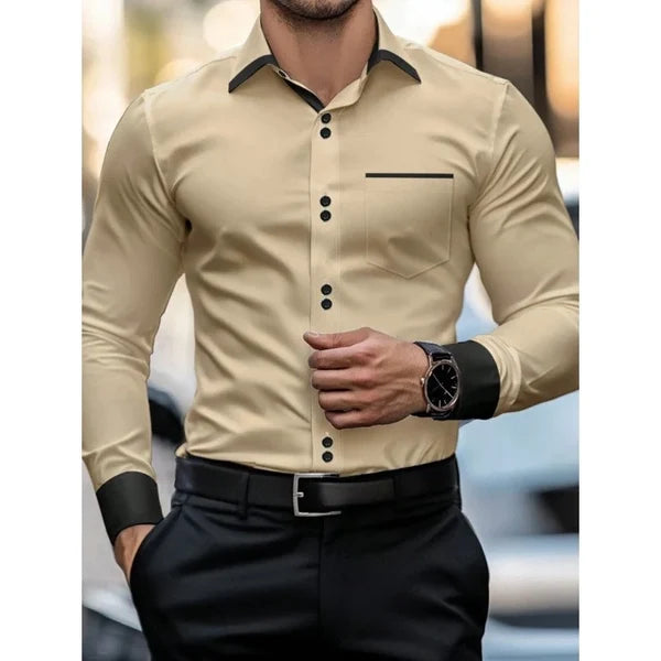 Men’s Contrast-Detail Button Shirt