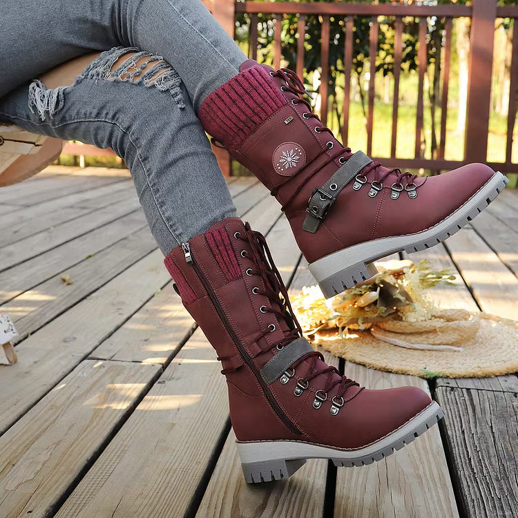 Women's Lace-Up Buckle Boots