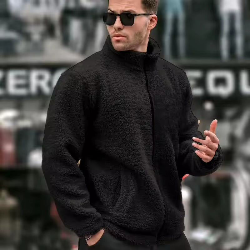 Men's Textured Fleece Zip-Up Jacket