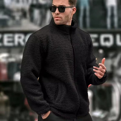 Men's Textured Fleece Zip-Up Jacket