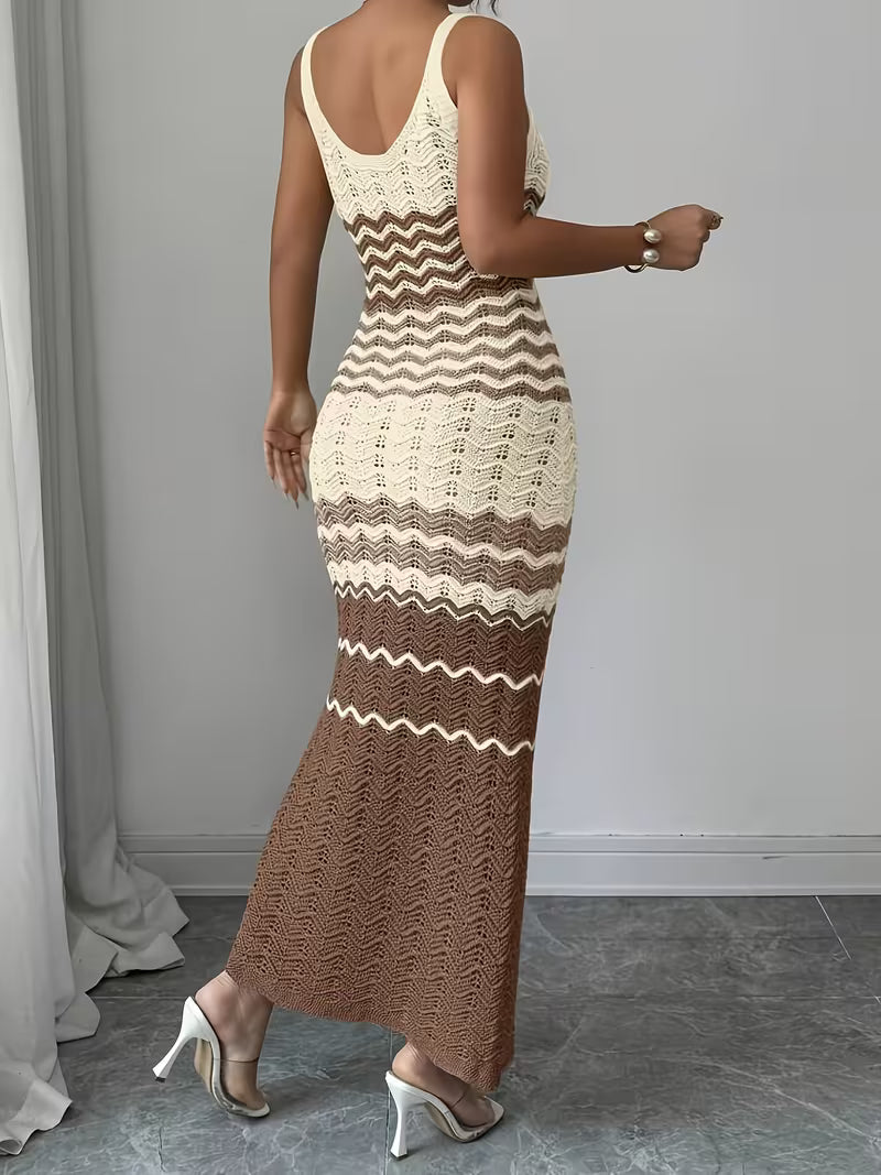 Women's Crochet Knit Sleeveless Maxi Dress
