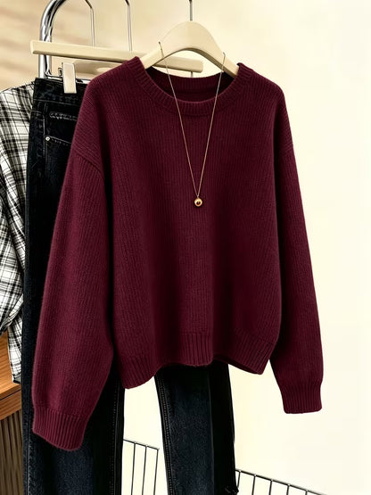 Women’s Ribbed Crew Neck Pullover Sweater