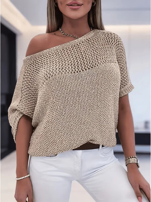 Women's Open-Knit Short-Sleeve Top
