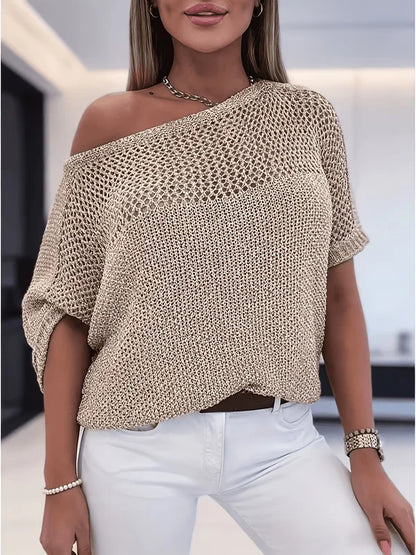 Women's Open-Knit Short-Sleeve Top