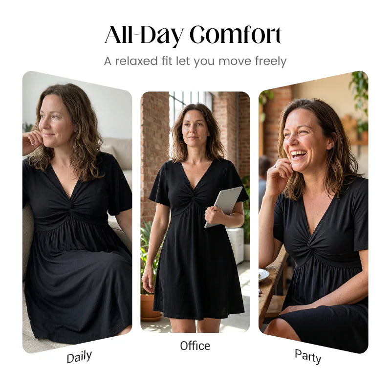 Women's Twist Front V-Neck Dress