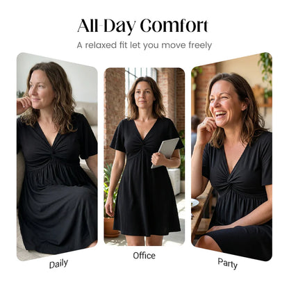 Women's Twist Front V-Neck Dress