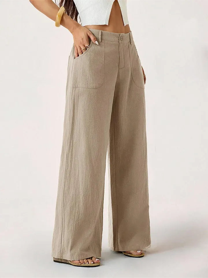 Women’s Wide-Leg Linen-Look Palazzo Pants