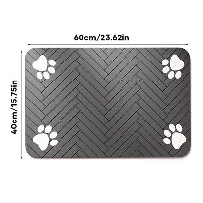 Pet Feeding Mat with Paw Print Design