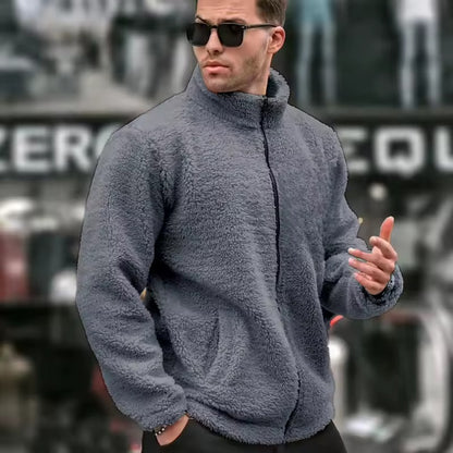 Men's Textured Fleece Zip-Up Jacket