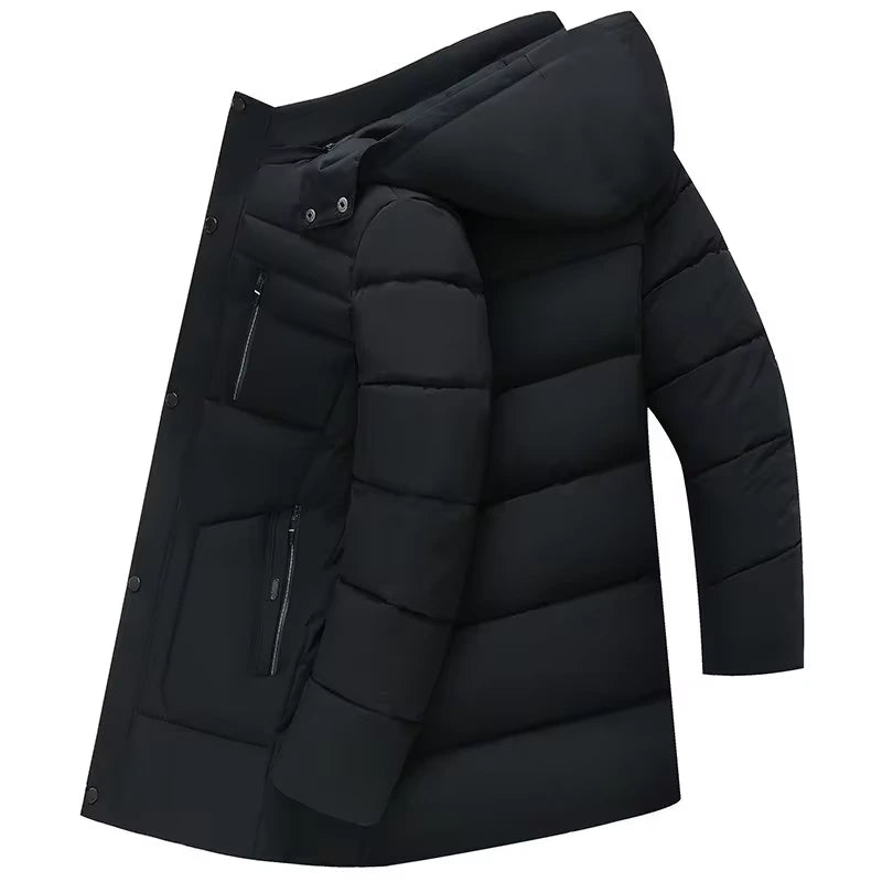 Men's Hooded Quilted Jacket with Front Pockets