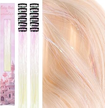 12-Pack Clip-In Sparkle Hair Tinsel Strands
