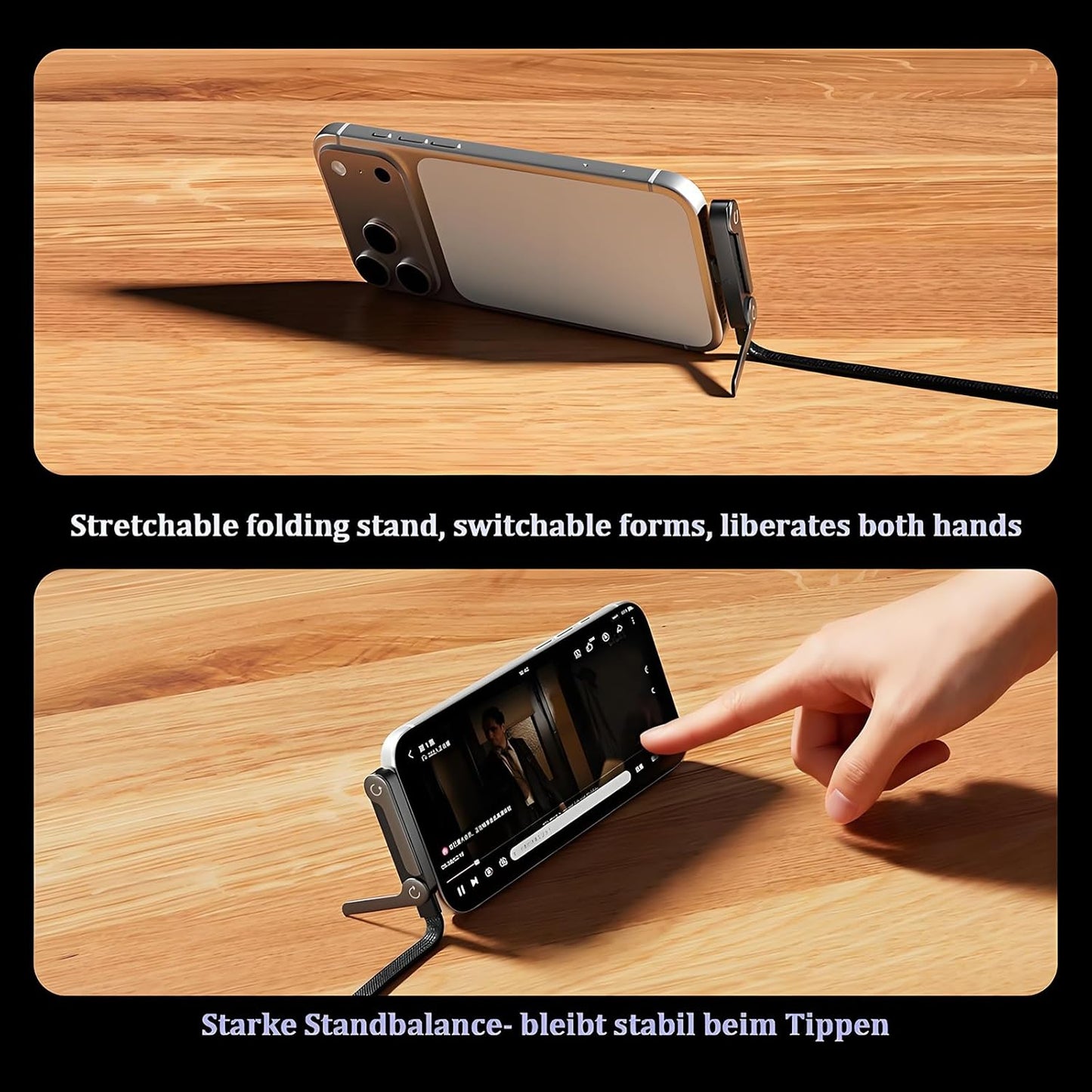 2-in-1 Type-C 240W Fast Charge Cable with Adjustable Stand (1PC)