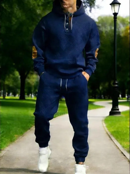 Men's Textured Hoodie and Sweatpants Set