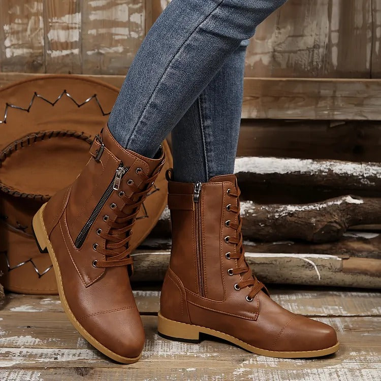 Women's Lace-Up Side-Zip Boots