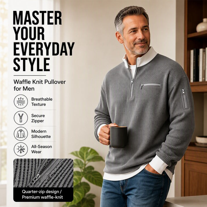 Men's Quarter-Zip Textured Pullover