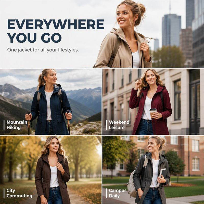 Women's Hooded Zip Jacket with Front Pockets