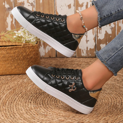 Quilted Lace-Up Casual Sneakers