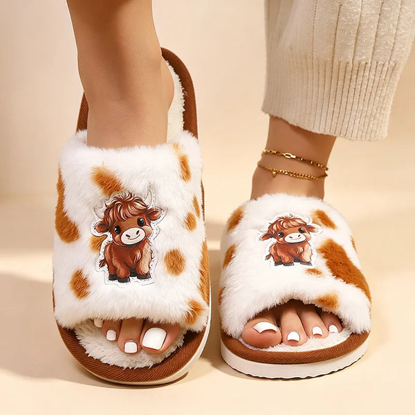 Women's Highland Cow Slide Slippers