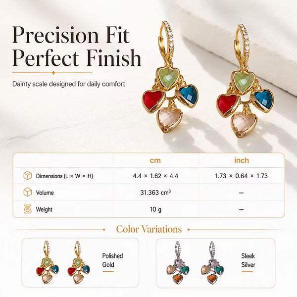 Women’s Heart Charm Drop Earrings