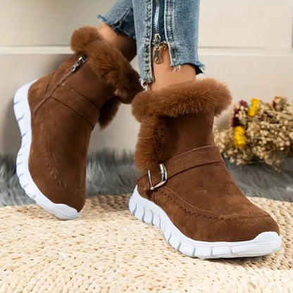 Women's Ankle Boots with Buckle and Zipper