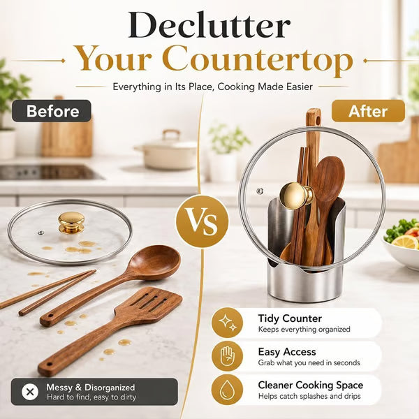 Stainless Steel Utensil and Pot Lid Organizer