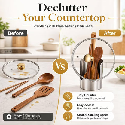 Stainless Steel Utensil and Pot Lid Organizer