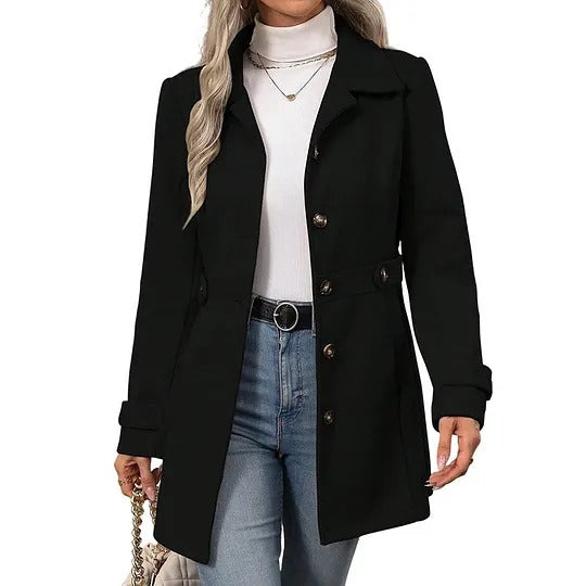 Women's Button Front Belted Coat