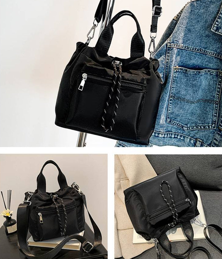 Women’s Lightweight Nylon Drawstring Bucket Bag