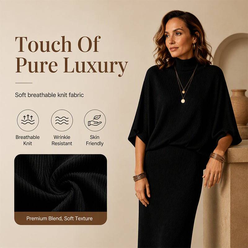 Women's Ribbed Two-Piece Top and Skirt Set