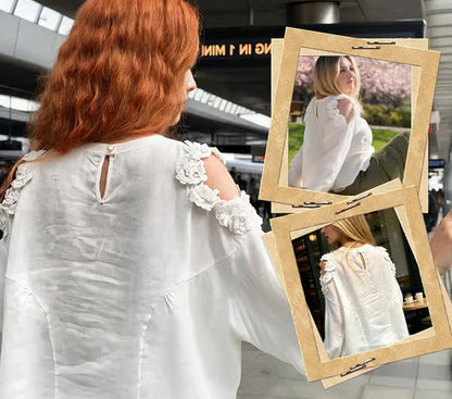 Women’s 3D Floral Cutout Blouse