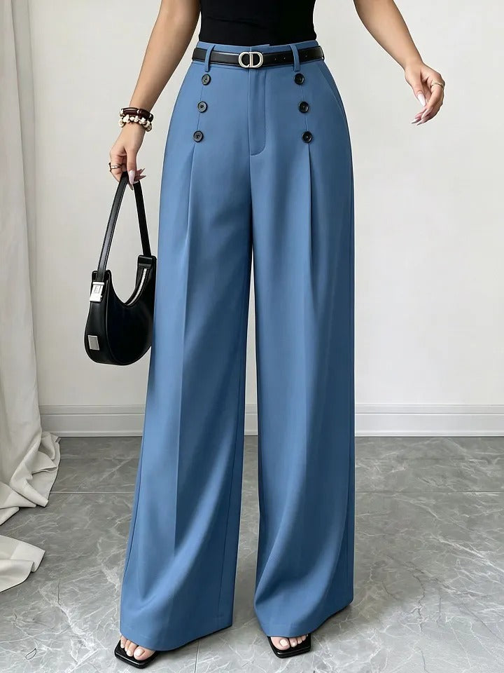 Women's Wide-Leg Button-Front Dress Pants
